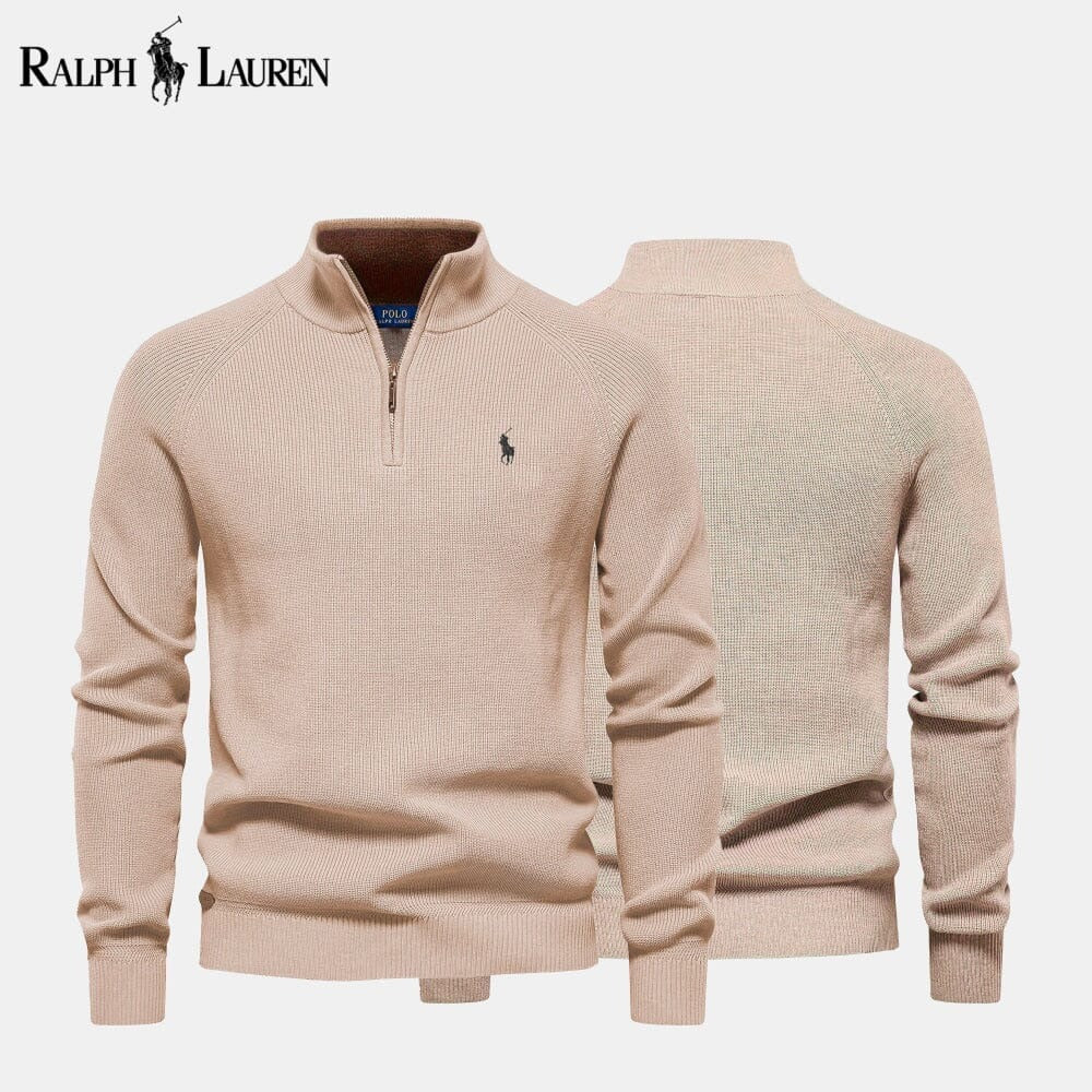 R&L | Zip Cable-Knit Wool Knit Sweater