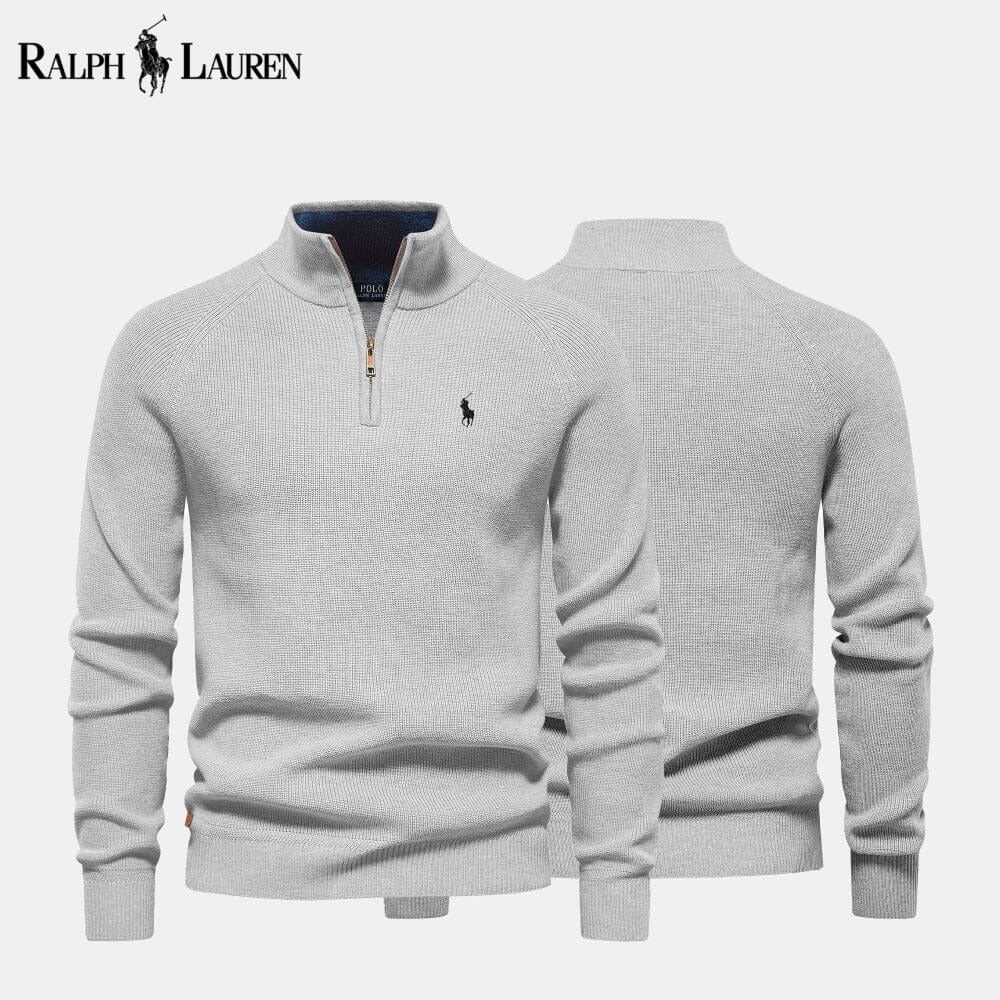 R&L | Zip Cable-Knit Wool Knit Sweater