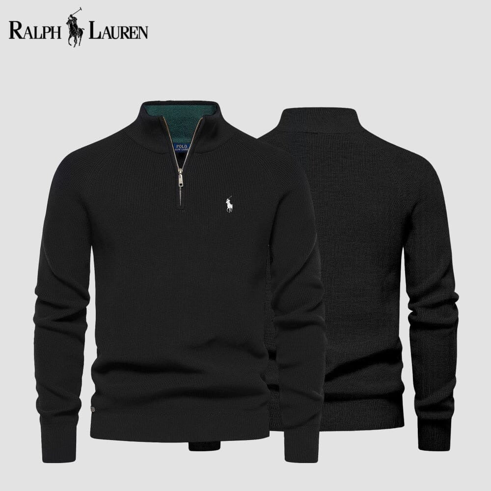 R&L | Zip Cable-Knit Wool Knit Sweater