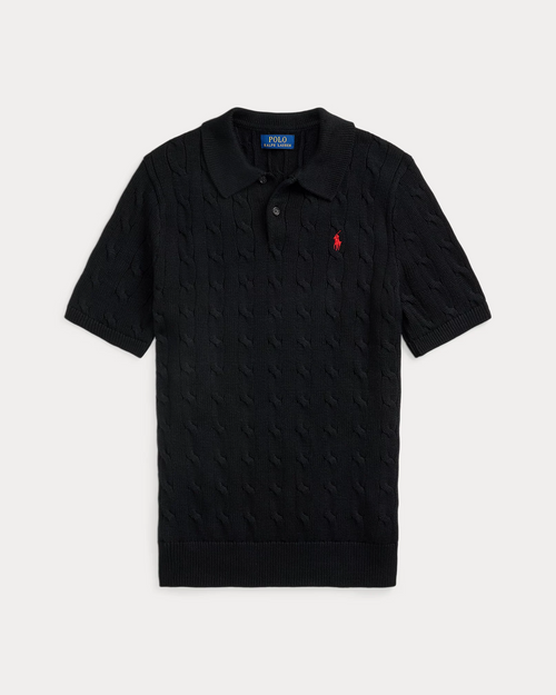 RL Cable-Knit Cotton Polo Shirt
