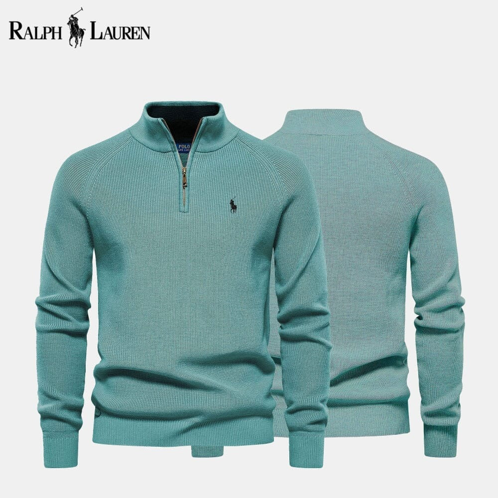 R&L | Zip Cable-Knit Wool Knit Sweater
