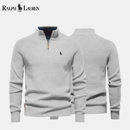 R&L | Zip Cable-Knit Wool Knit Sweater