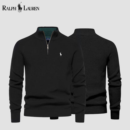 R&L | Zip Cable-Knit Wool Knit Sweater