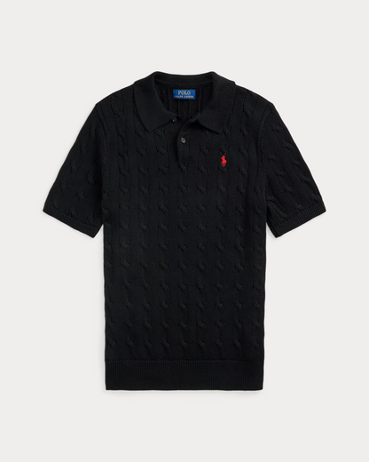RL Cable-Knit Cotton Polo Shirt