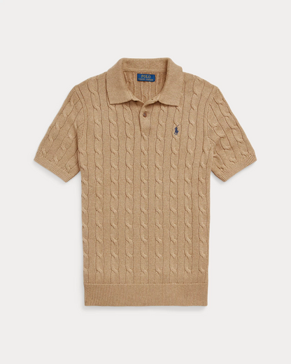 RL Cable-Knit Cotton Polo Shirt